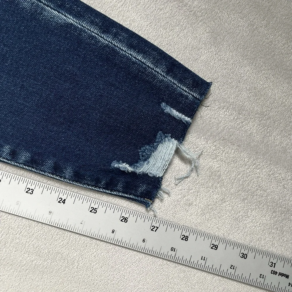 KanCan Curvy Skinny Jeans Women 5/26 Blue Distressed Exposed Button Fly *NWT‎